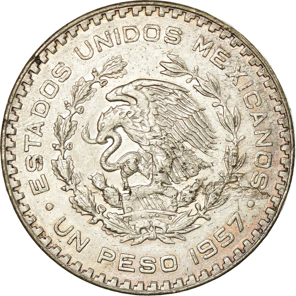 Moneta, Messico, 5 Pesos, 1957, Mexico City, BB+, Argento, KM:470