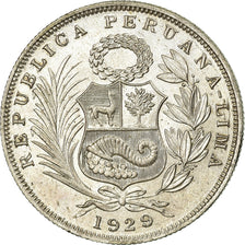 Moneda, Perú, 1/2 Sol, 1929, Lima, EBC, Plata, KM:216