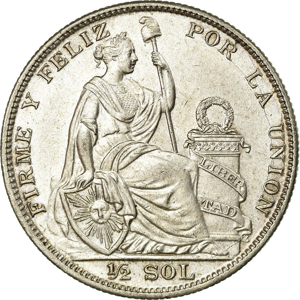 Moneda, Perú, 1/2 Sol, 1929, Lima, EBC, Plata, KM:216