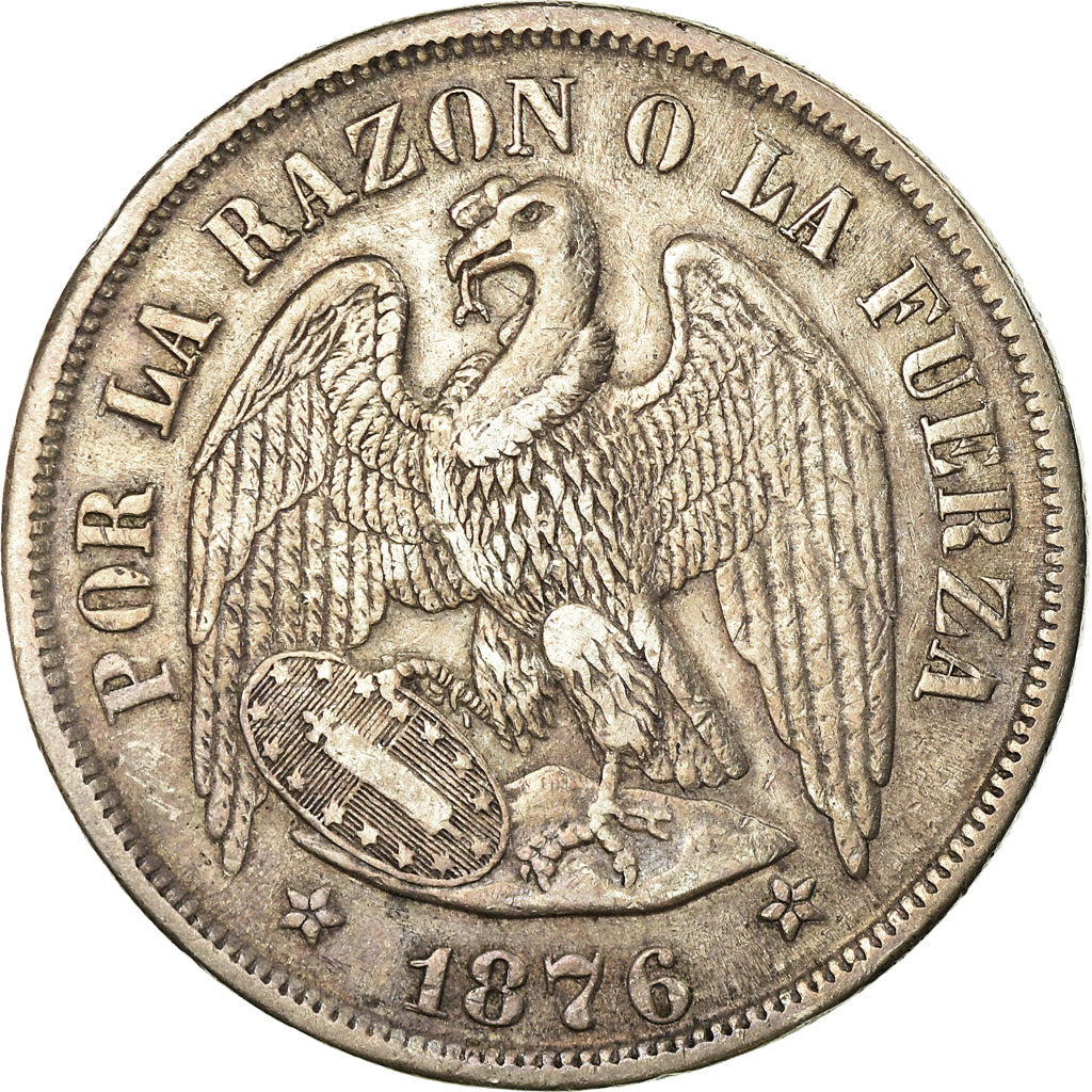 Coin, Chile, Peso, 1876, EF(40-45), Silver, KM:142.1