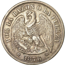 Coin, Chile, Peso, 1876, EF(40-45), Silver, KM:142.1