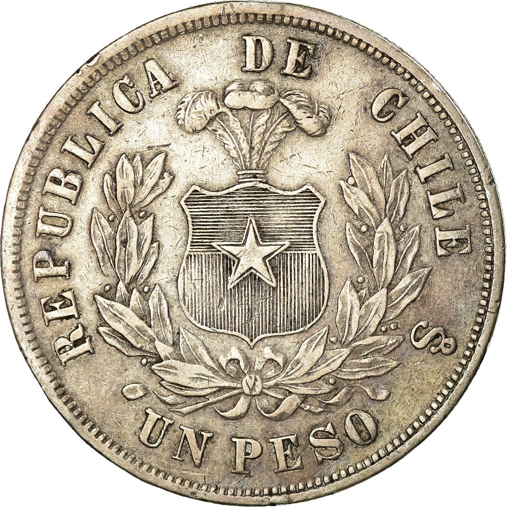 Coin, Chile, Peso, 1876, EF(40-45), Silver, KM:142.1