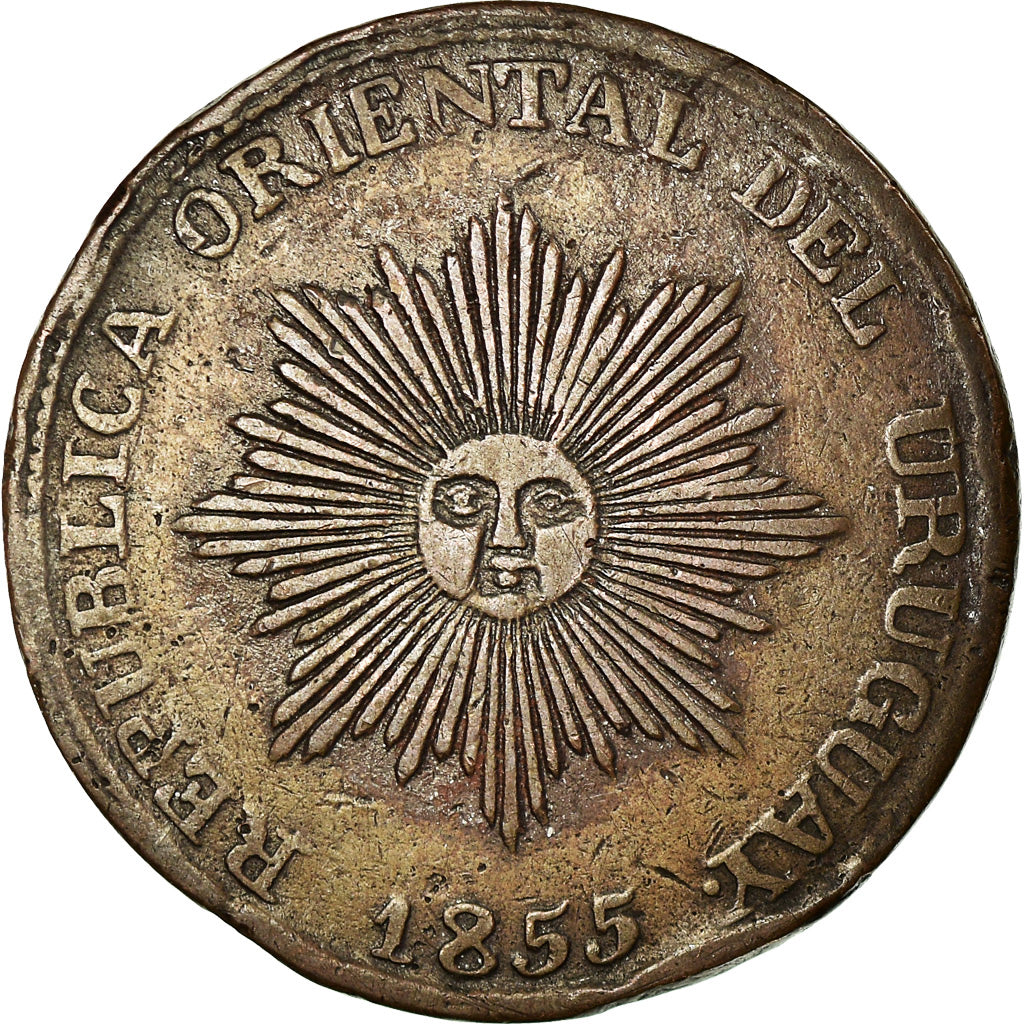 Coin, Uruguay, 20 Centesimos, 1855, VF(30-35), Copper, KM:7