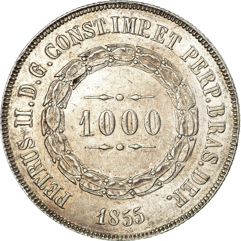Monnaie, Brésil, Pedro II, 1000 Reis, 1855, TTB+, Argent, KM:465