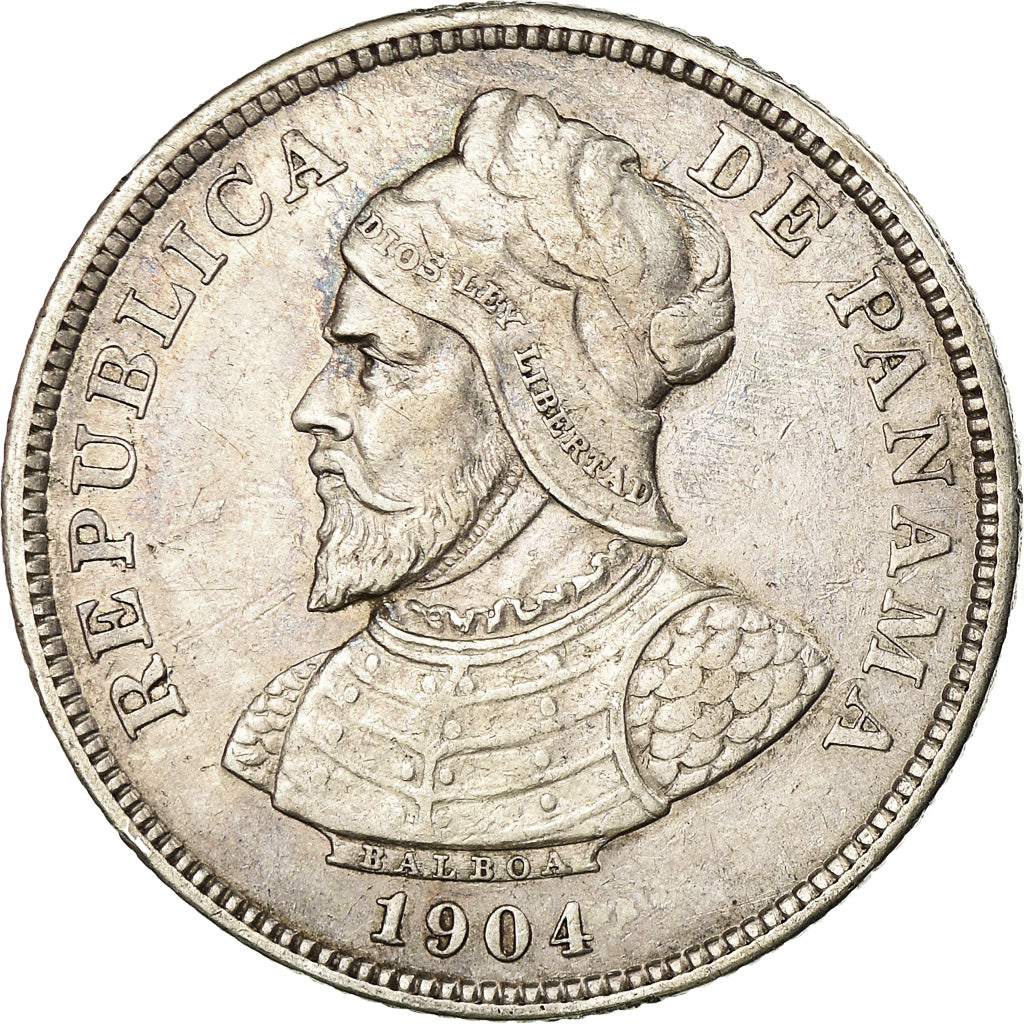 Moneda, Panamá, 25 Centesimos, 1904, MBC+, Plata, KM:4