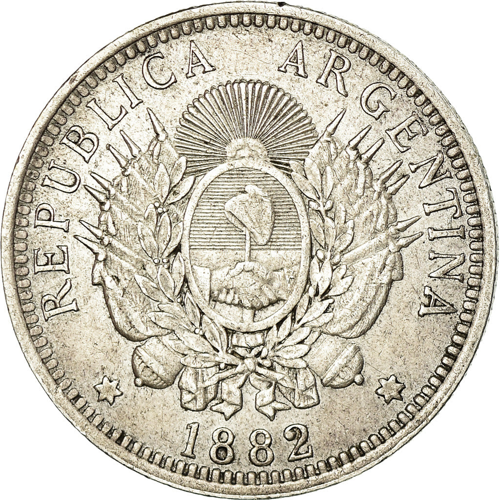 Coin, Argentina, 50 Centavos, 1882, AU(50-53), Silver, KM:28
