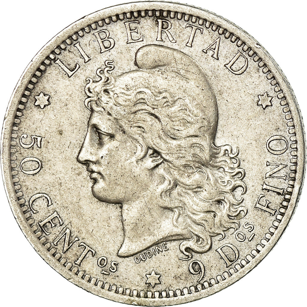 Coin, Argentina, 50 Centavos, 1882, AU(50-53), Silver, KM:28