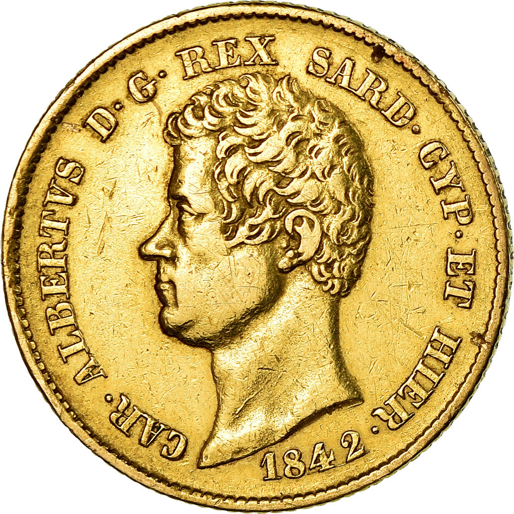 Moeda, ESTADOS ITALIANOS, SARDINIA, Carlo Alberto, 20 Lire, 1842, Genoa