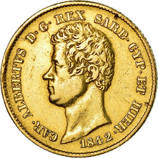 Moeda, ESTADOS ITALIANOS, SARDINIA, Carlo Alberto, 20 Lire, 1842, Genoa