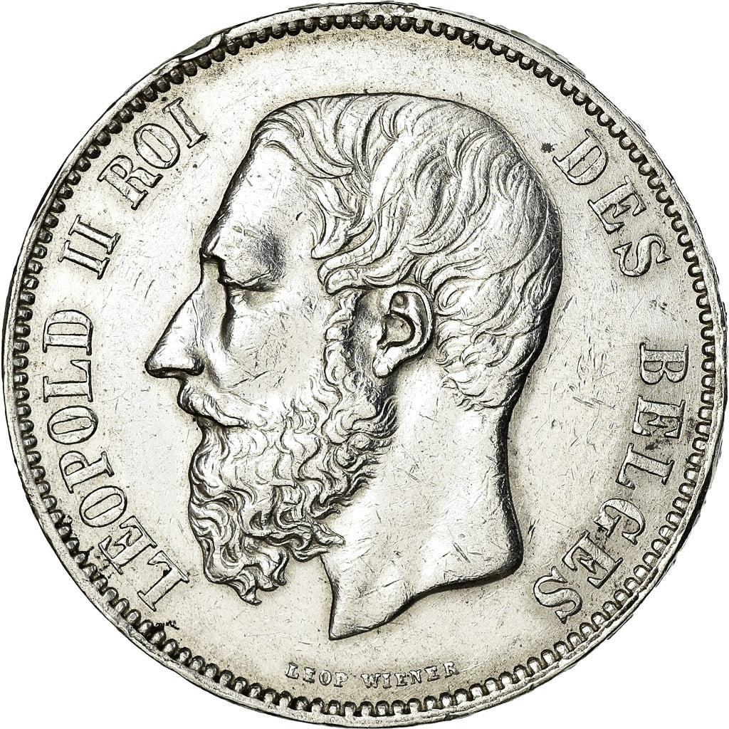 Coin, Belgium, Leopold II, 5 Francs, 5 Frank, 1874, EF(40-45), Silver, KM:24