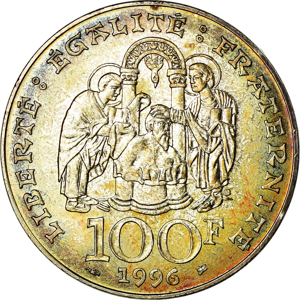Coin, France, Clovis, 100 Francs, 1996, AU(55-58), Silver, KM:1180, Gadoury:953