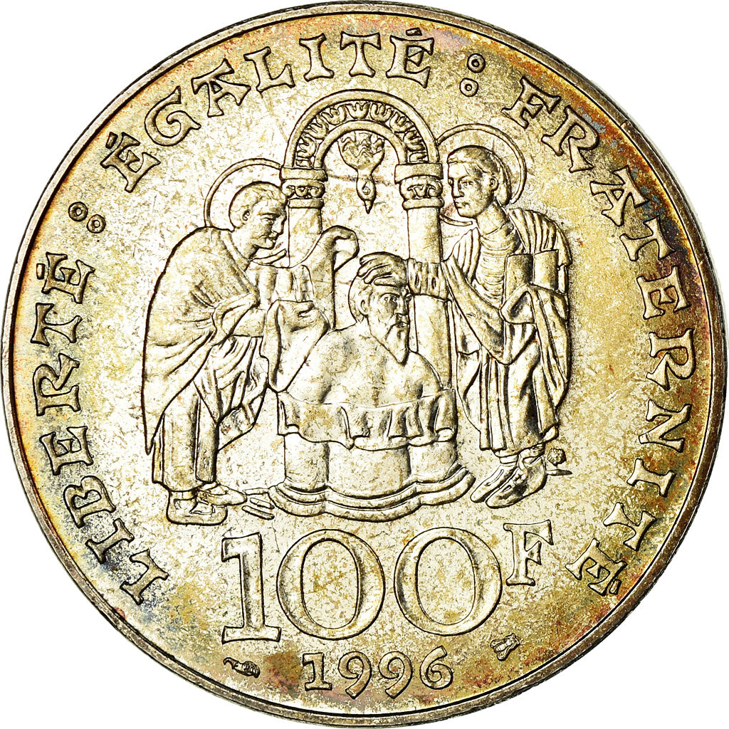 Coin, France, Clovis, 100 Francs, 1996, AU(55-58), Silver, KM:1180, Gadoury:953