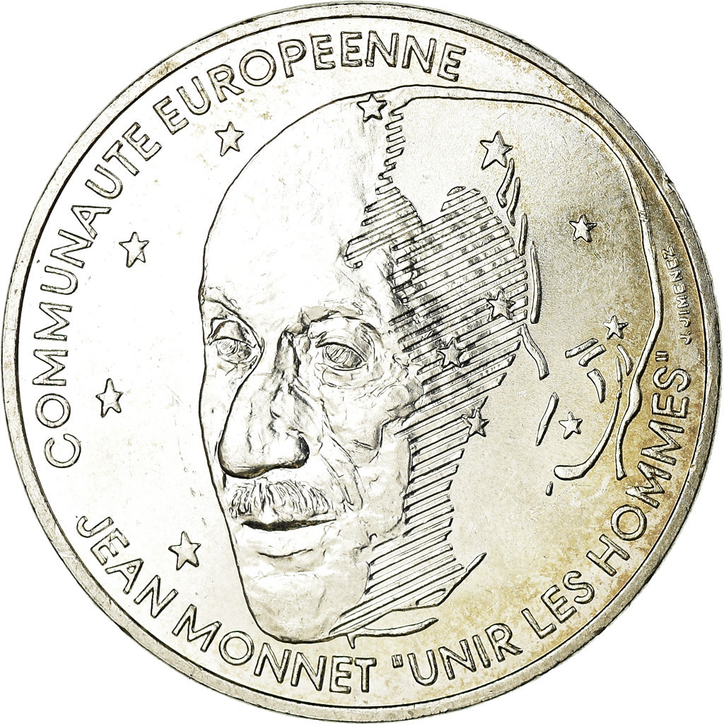 Moneta, Francia, Jean Monnet, 100 Francs, 1992, SPL-, Argento, KM:1120