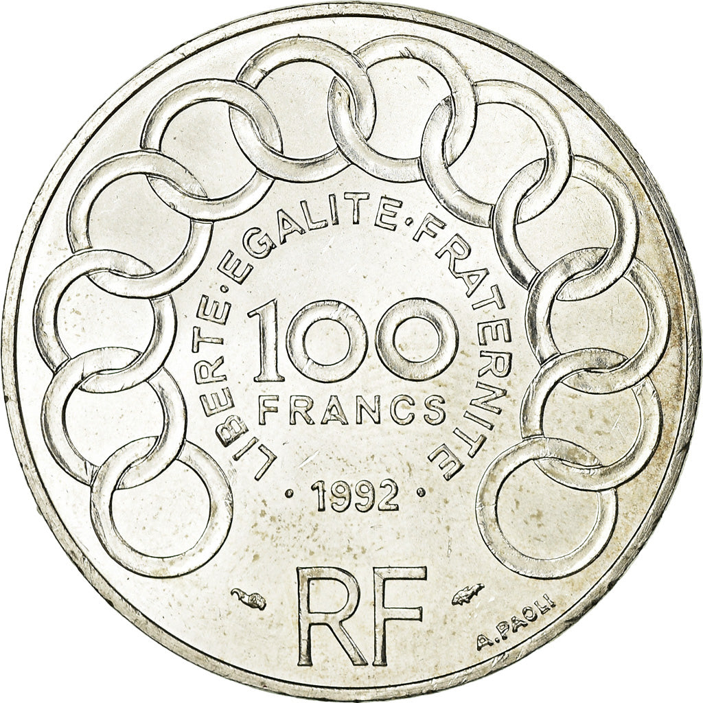 Moneta, Francia, Jean Monnet, 100 Francs, 1992, SPL-, Argento, KM:1120