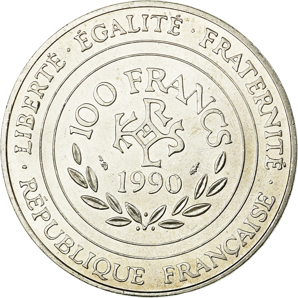 Monnaie, France, Charlemagne, 100 Francs, 1990, SUP, Argent, Gadoury:905, KM:982