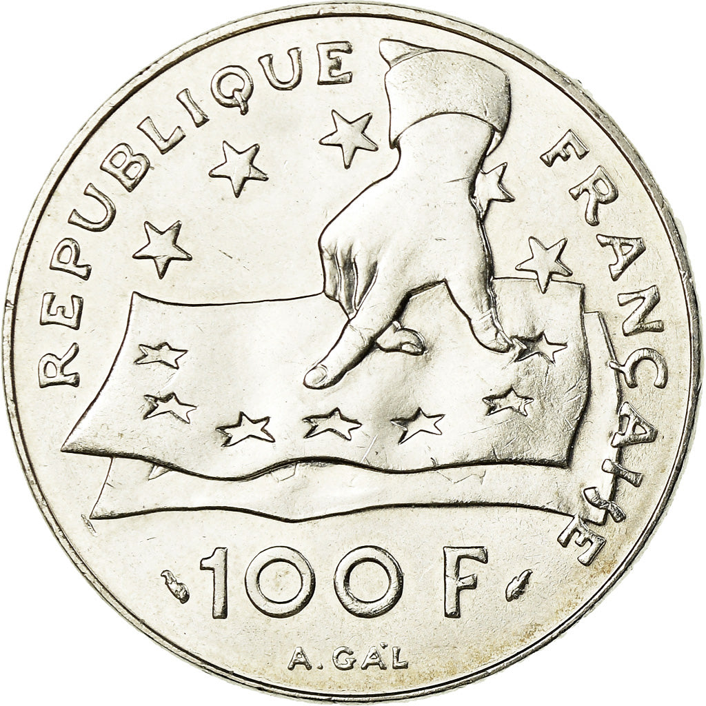 Coin, France, Descartes, 100 Francs, 1991, AU(55-58), Silver, KM:996