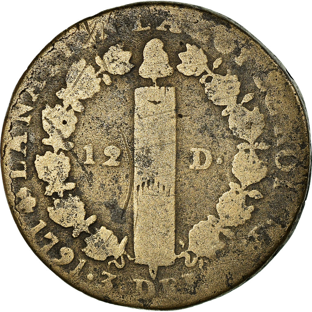 Coin, France, 12 deniers françois, 1791, Paris, F(12-15), Bronze, KM 600.1