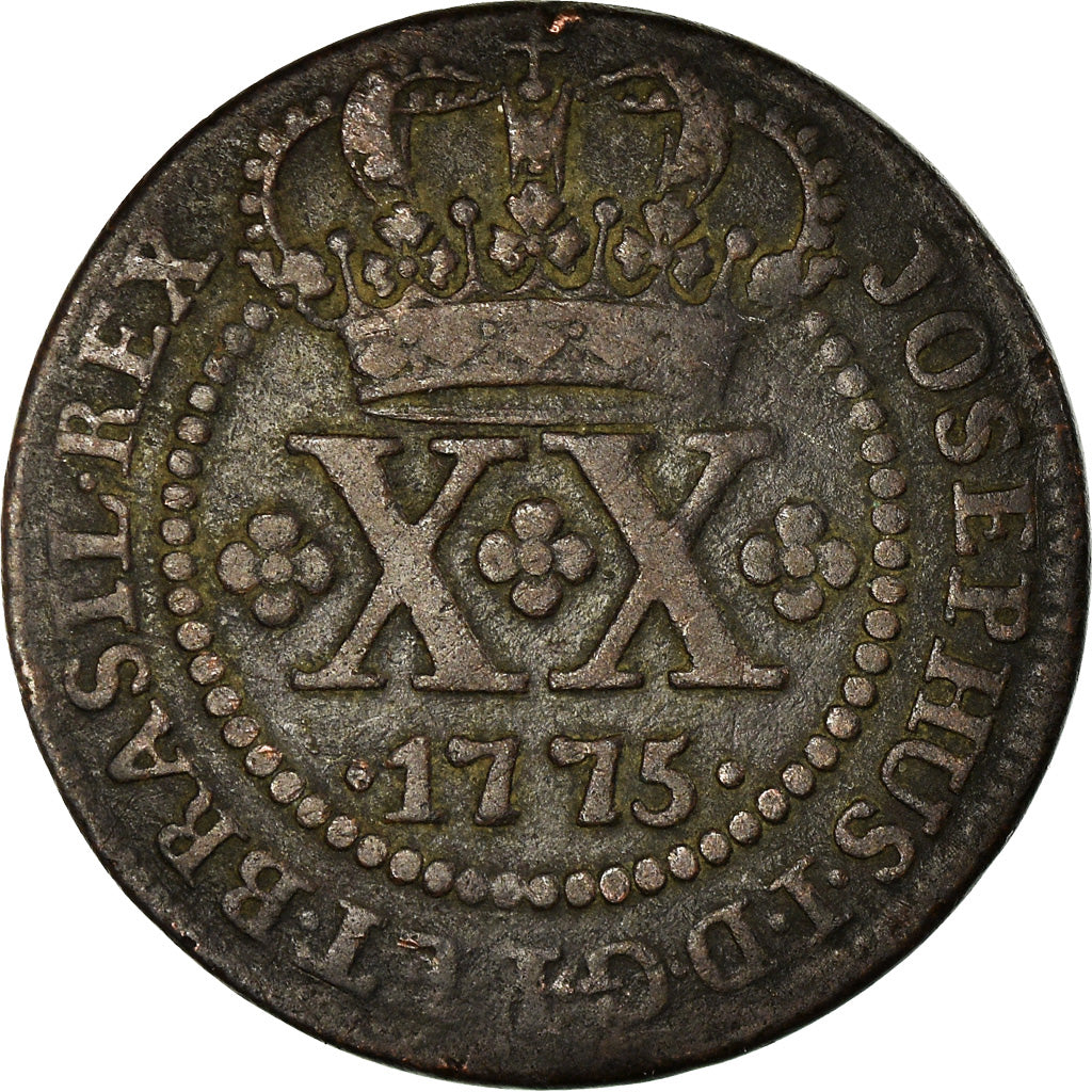 Coin, Brazil, Jose I, 20 Reis, 1775, EF(40-45), Copper, KM:175.2