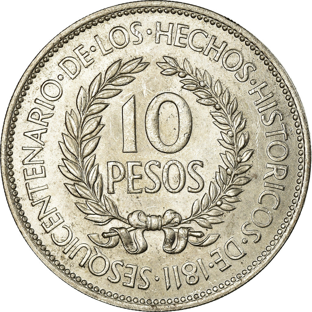 Moneda, Uruguay, 10 Pesos, 1961, EBC+, Plata, KM:43