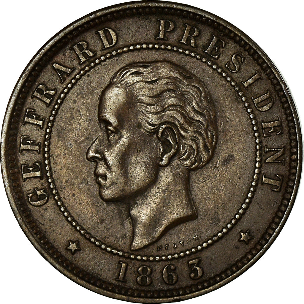 Coin, Haiti, 20 Centimes, 1863, AU(50-53), Bronze, KM:41