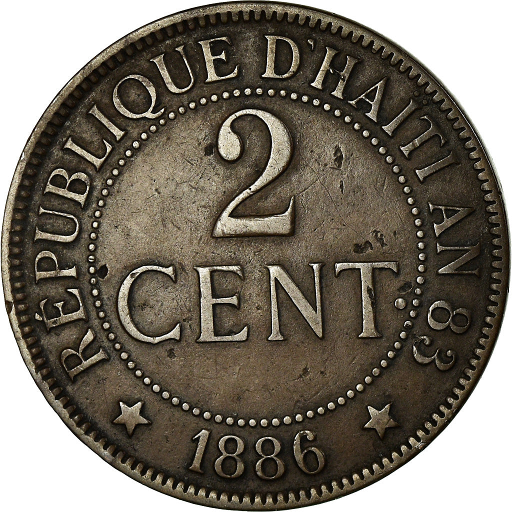 Coin, Haiti, 2 Centimes, 1886, Paris, EF(40-45), Bronze, KM:49