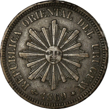 Moneta, Uruguay, 2 Centesimos, 1869, Uruguay Mint, Paris, Berlin, Vienna, BB+