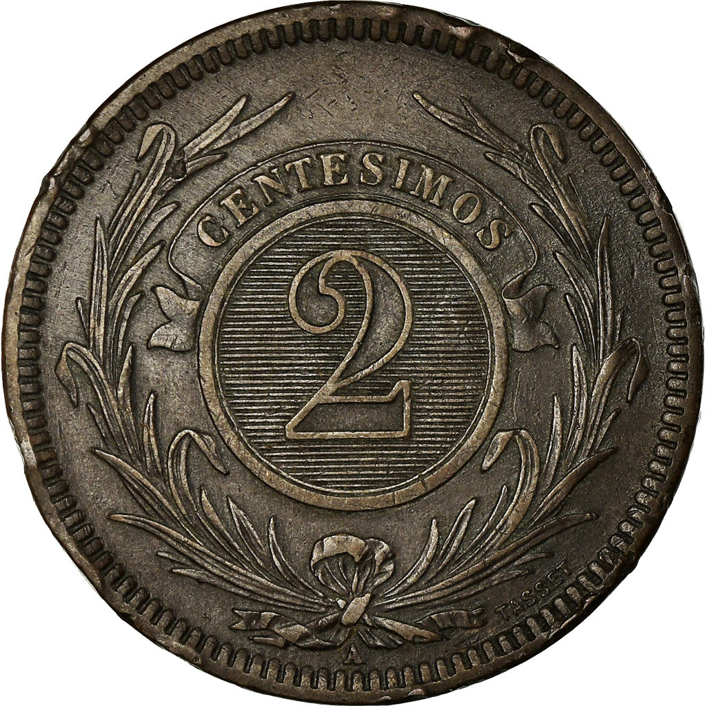 Coin, Uruguay, 2 Centesimos, 1869, Uruguay Mint, Paris, Berlin, Vienna