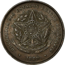Moneda, Brasil, 20 Reis, 1889, MBC+, Bronce, KM:490