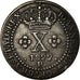 Moneda, Brasil, 10 Reis, 1822, Rio de Janeiro, MBC+, Cobre, KM:314.1