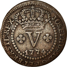 Moneda, Brasil, Jose I, 5 Reis, 1774, Lisbon, MBC+, Cobre, KM:173.3