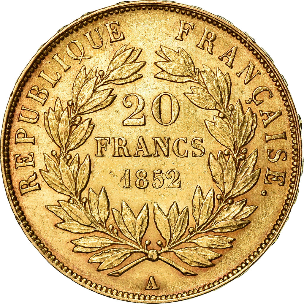 Moneta, Francja, Napoleon III, 20 Francs, 1852, Paris, AU(50-53), Gold