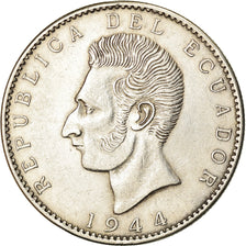 Coin, Ecuador, 2 Sucres, Dos, 1944, Mexico City, Mexico, AU(50-53), Silver