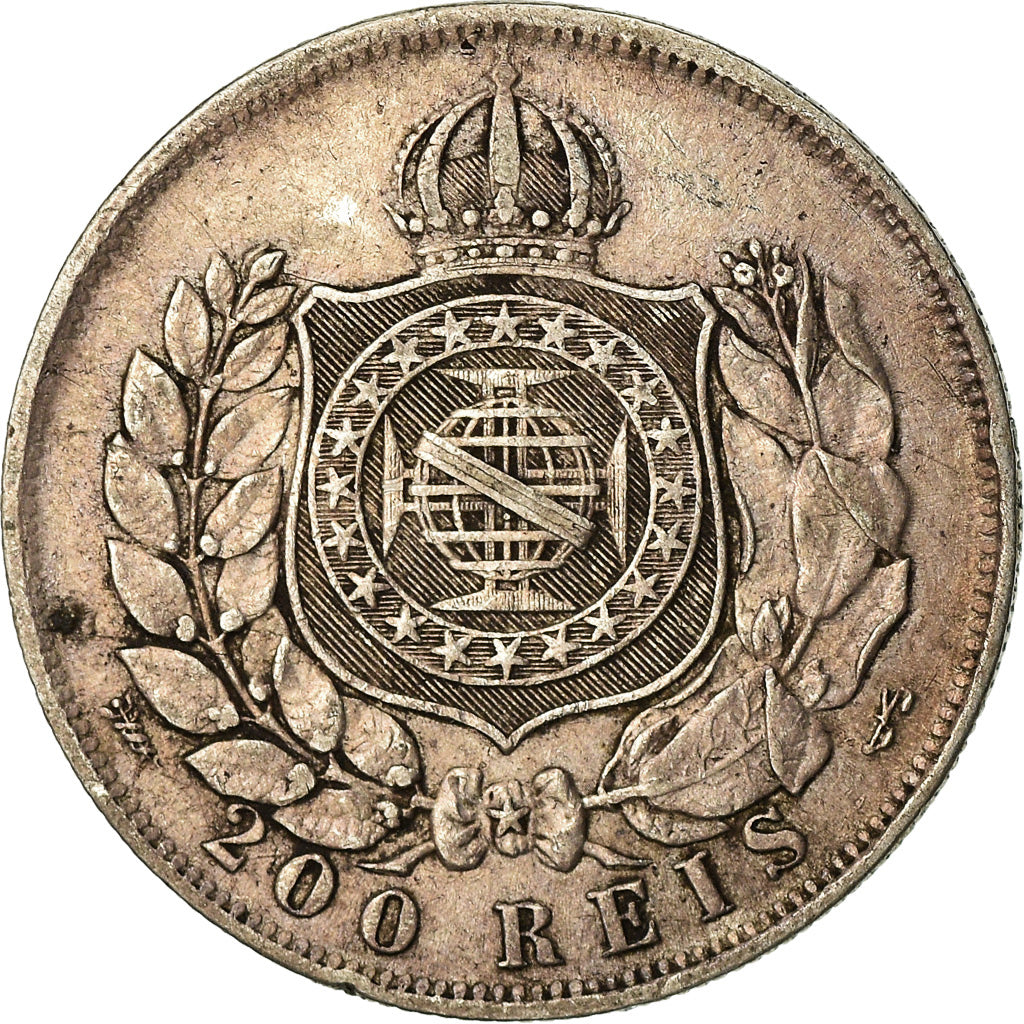 Coin, Brazil, Pedro II, 200 Reis, 1868, EF(40-45), Silver, KM:471