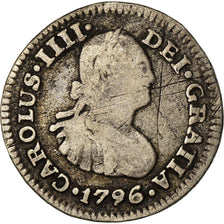 Munten, Mexico, Charles IV, 1/2 Réal, 1796, Mexico City, FR+, Zilver, KM:72