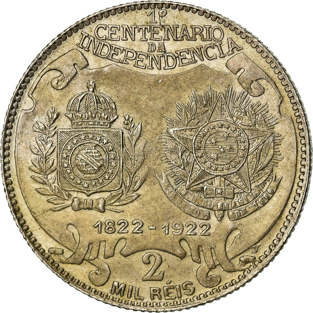 Coin, Brazil, 2000 Reis, 1922, EF(40-45), Silver, KM:523