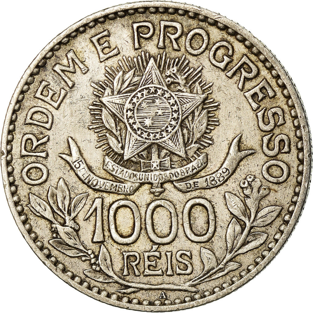 Coin, Brazil, 1000 Reis, 1913, AU(50-53), Silver, KM:510