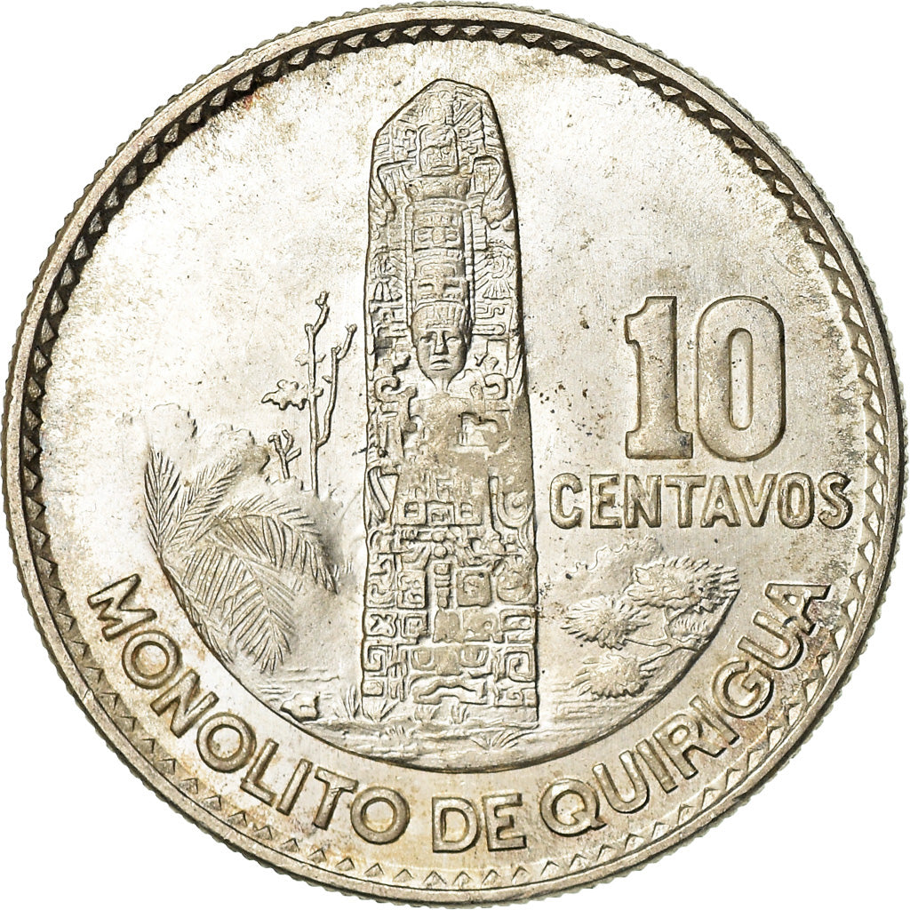 Coin, Guatemala, 10 Centavos, 1961, MS(64), Silver, KM:262