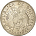 Moneda, Bolivia, 50 Centavos, 1/2 Boliviano, 1909, Heaton, MBC+, Plata, KM:177