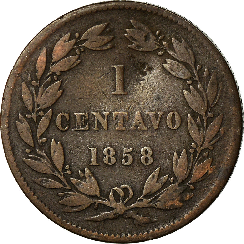 Coin, Venezuela, Centavo, 1858, Heaton, VF(20-25), Copper, KM:7