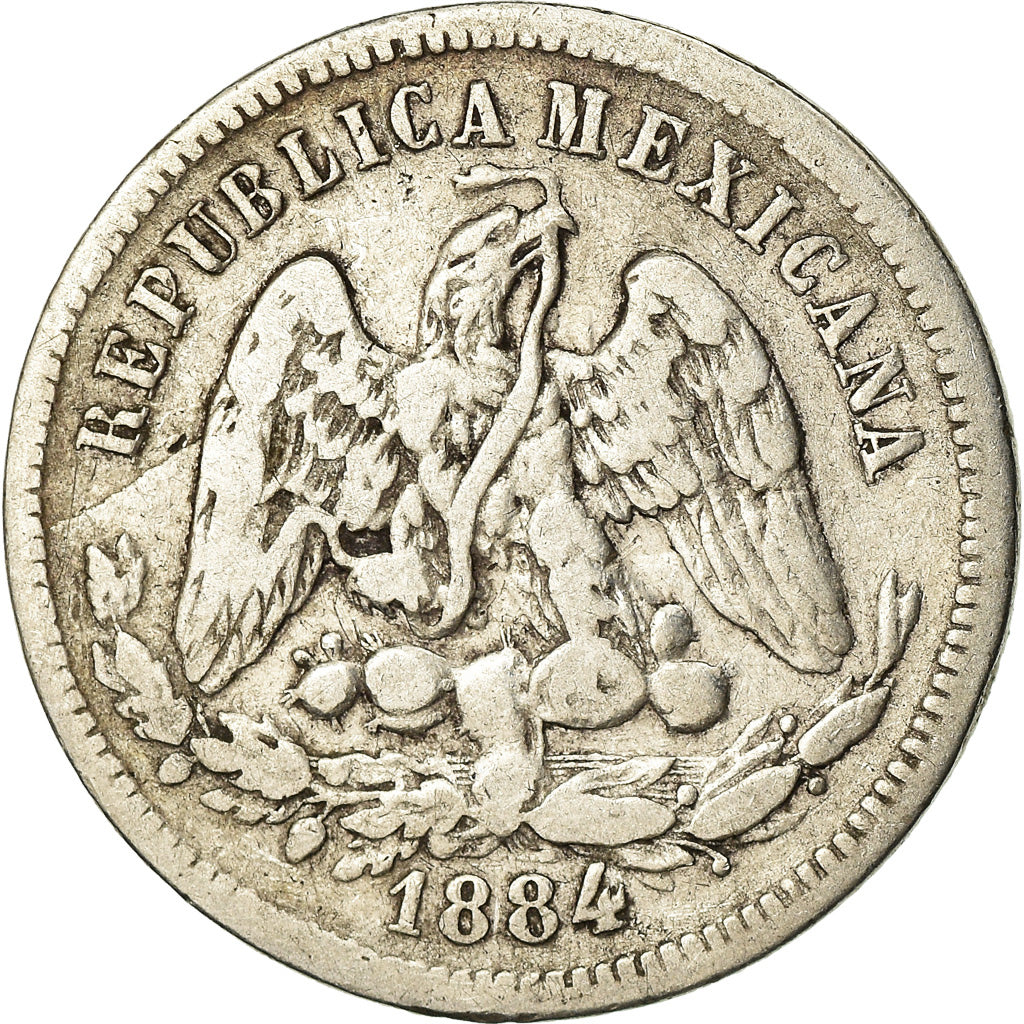 Coin, Mexico, 25 Centavos, 1884, Hermosillo, VF(30-35), Silver, KM:406.6