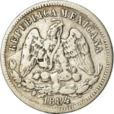 Coin, Mexico, 25 Centavos, 1884, Hermosillo, VF(30-35), Silver, KM:406.6