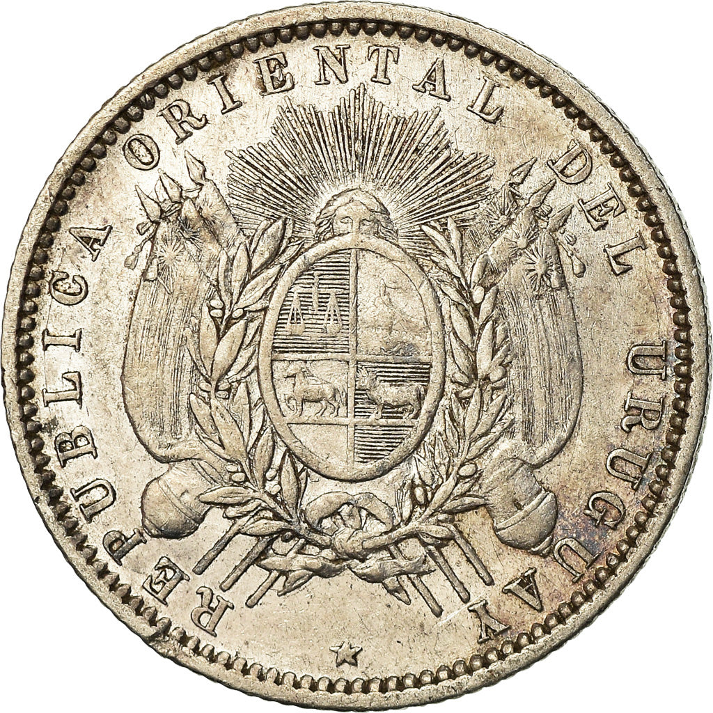 Coin, Uruguay, 20 Centesimos, 1877, Paris, Berlin, Vienna, EF(40-45),KM 15