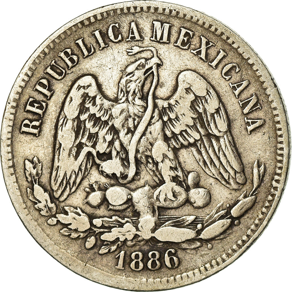 Coin, Mexico, 25 Centavos, 1886, Mexico City, EF(40-45), Silver, KM:406.7
