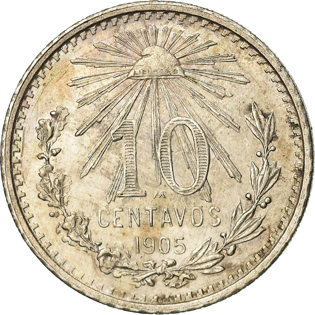 Coin, Mexico, 10 Centavos, 1905, Mexico City, AU(50-53), Silver, KM:428