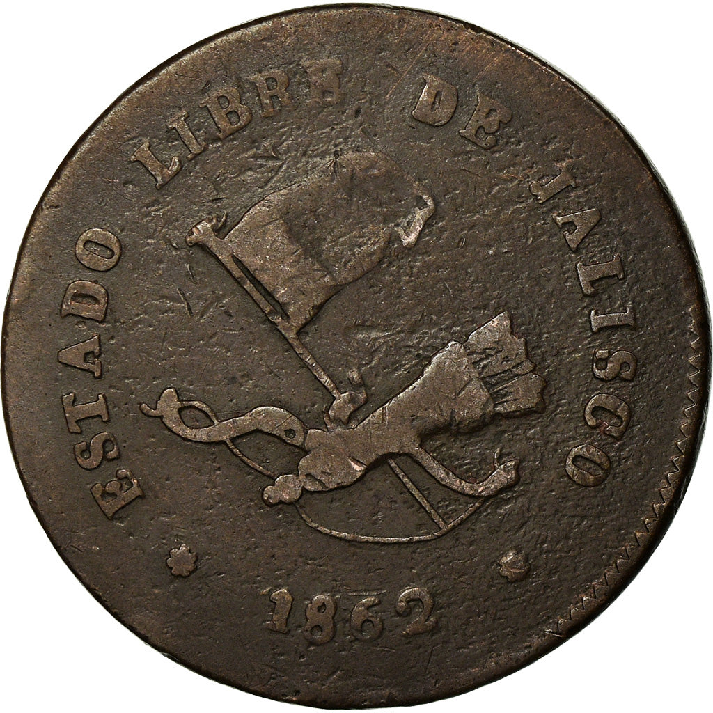 Coin, Mexico, 1/4 Real, Un Quarto/Una Quartilla, 1862, Guadalajara, VF(20-25)