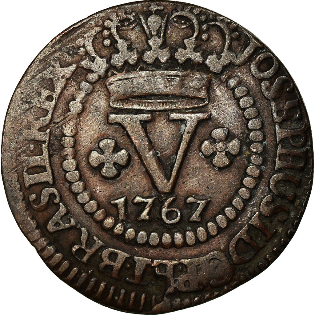 Coin, Brazil, Jose I, 5 Reis, 1767, Bahia, EF(40-45), Copper, KM:188