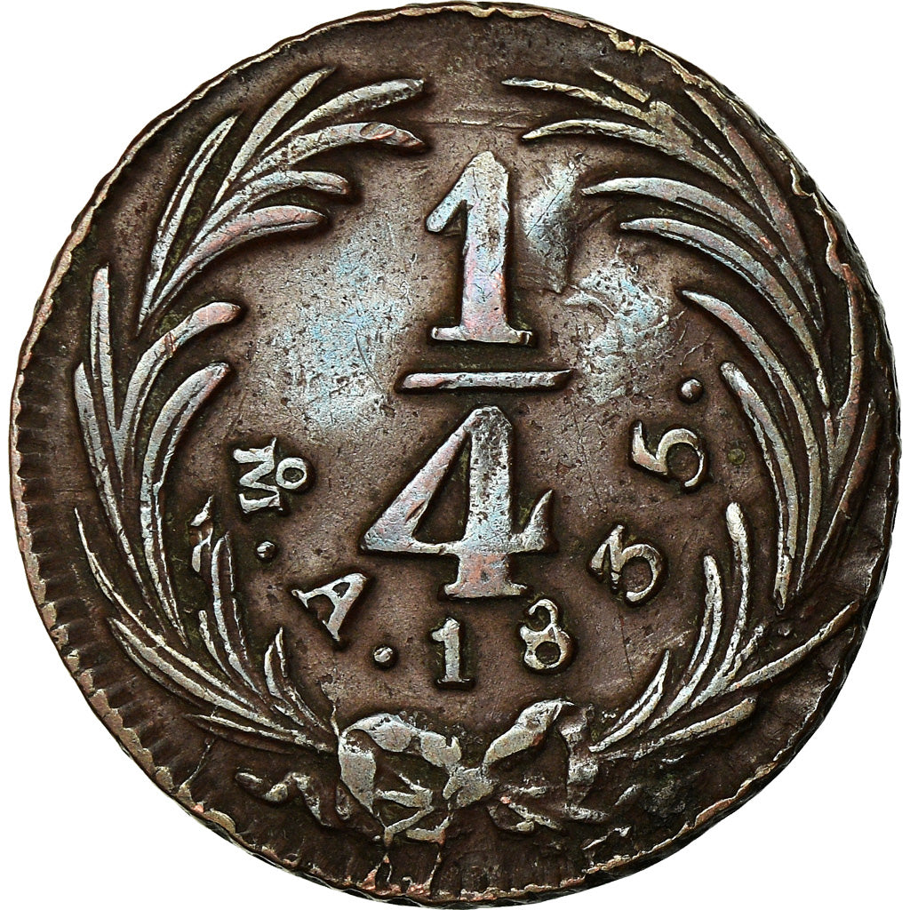 Moneda, México, 1/4 Real, Un Quarto/Una Quartilla, 1835, Mexico City, MBC