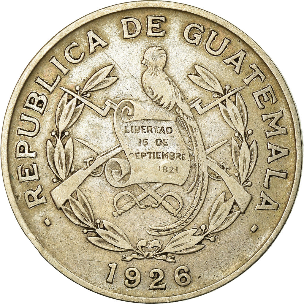 Moneda, Guatemala, 1/4 Quetzal, 1936, London, MBC, Plata, KM:243.1