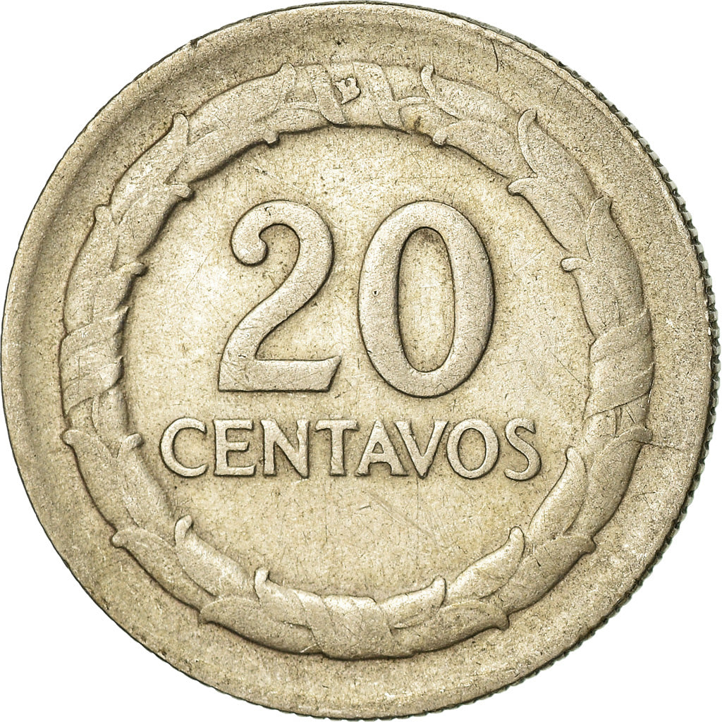 Coin, Colombia, 20 Centavos, 1951, EF(40-45), Silver, KM:208.2
