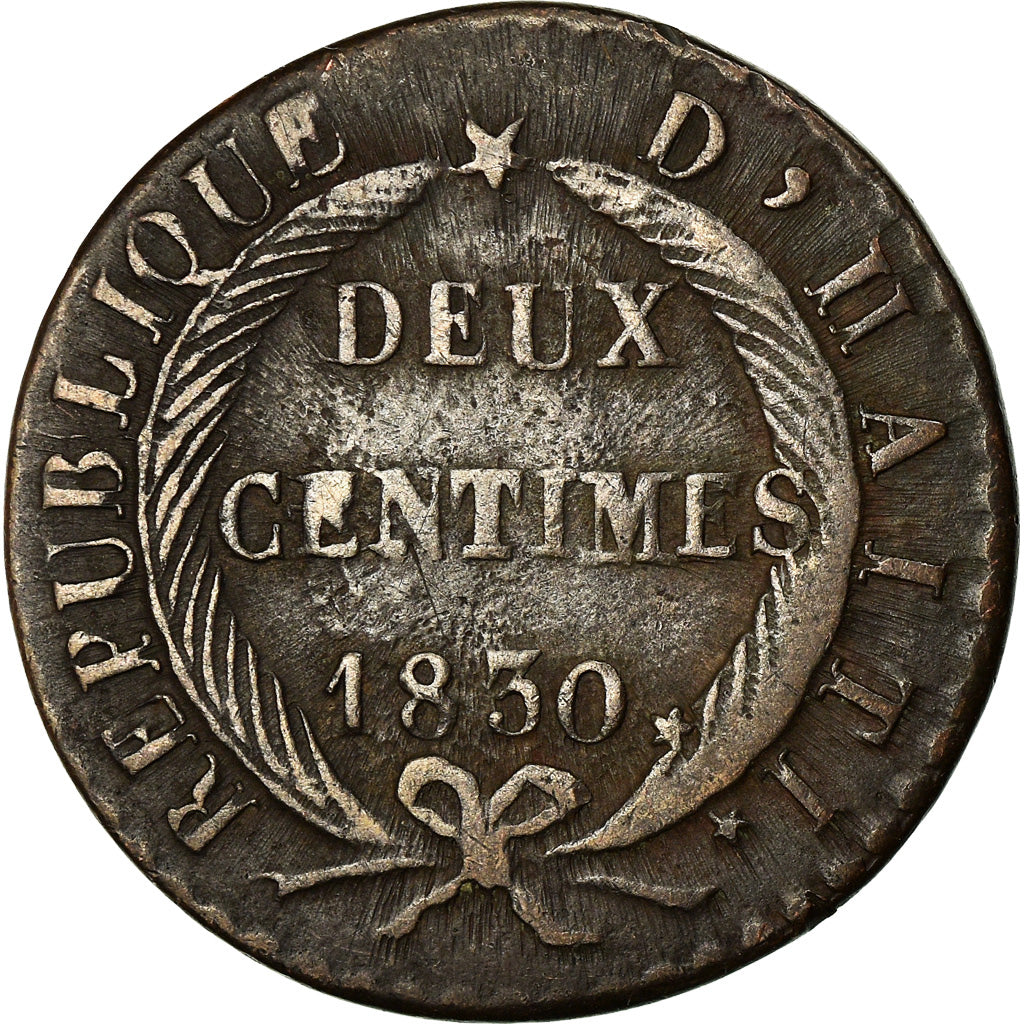 Coin, Haiti, 2 Centimes, 1830, EF(40-45), Copper, KM:A22